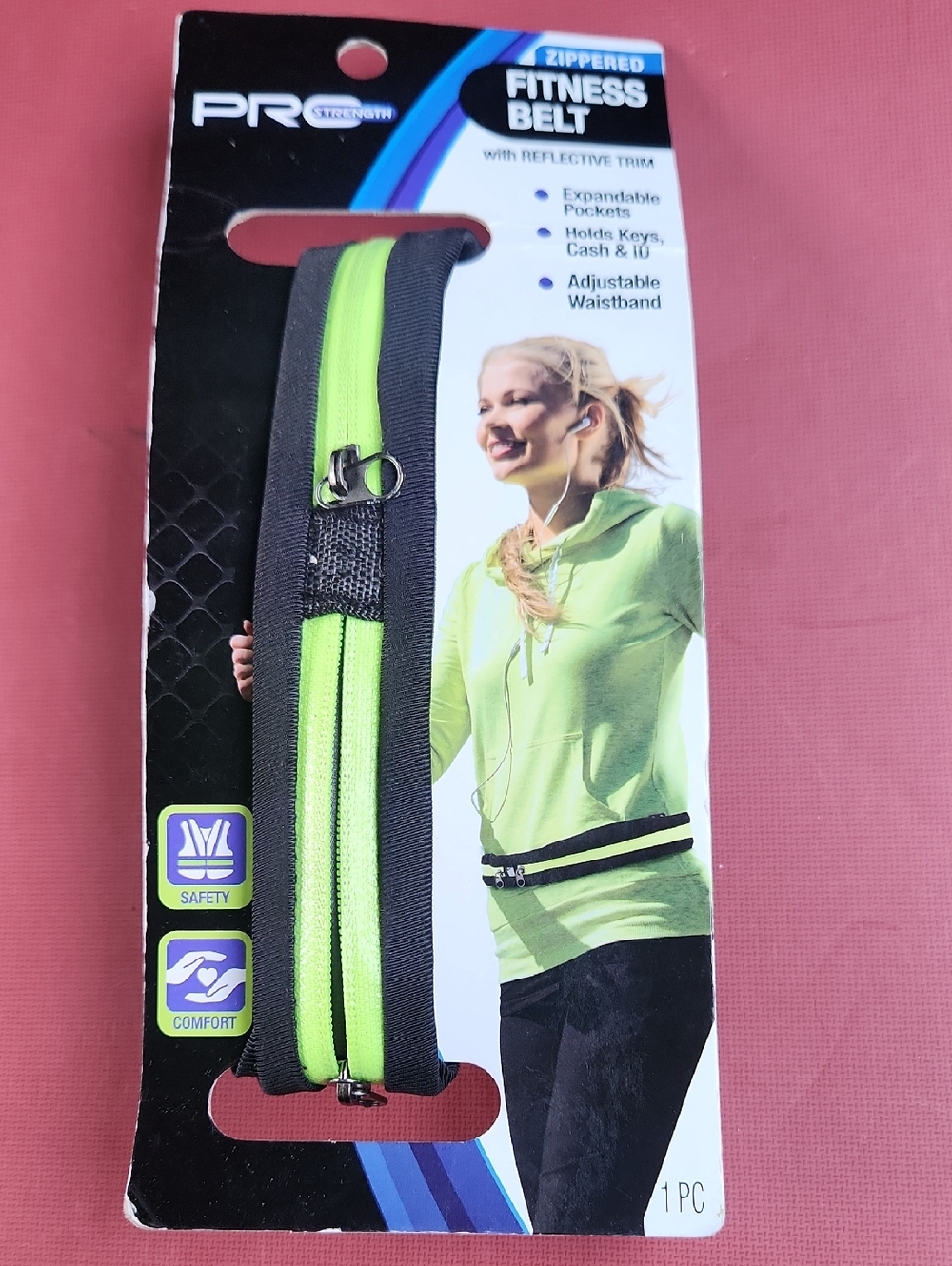 PRO Zippered Fitness Belt - Neon Green and Black Reflective Safety